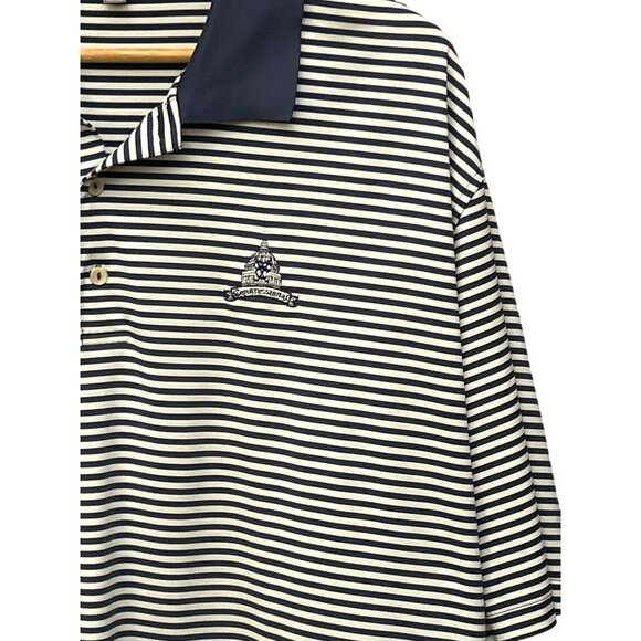 Peter Millar Navy Blue White Congressional Performance Polo Shirt XXL Striped - Picture 2 of 7